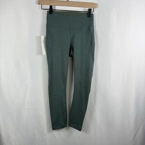 Womens Outdoor Voices black 3/4 size XS Green Sport Leggings NWT‎